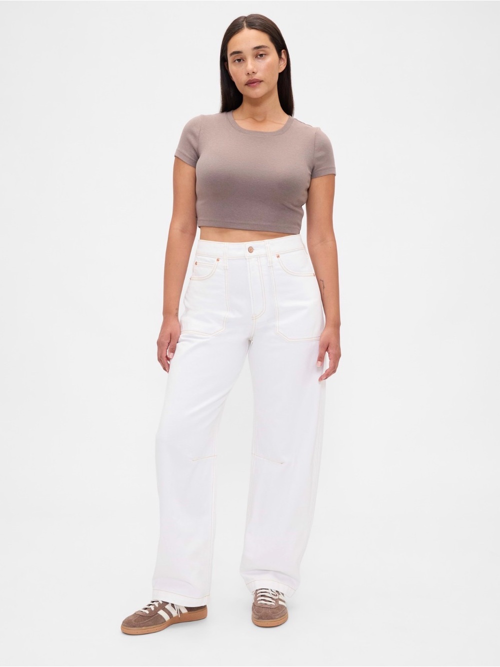 GAP Curvy Barrel High-Rise White Jeans